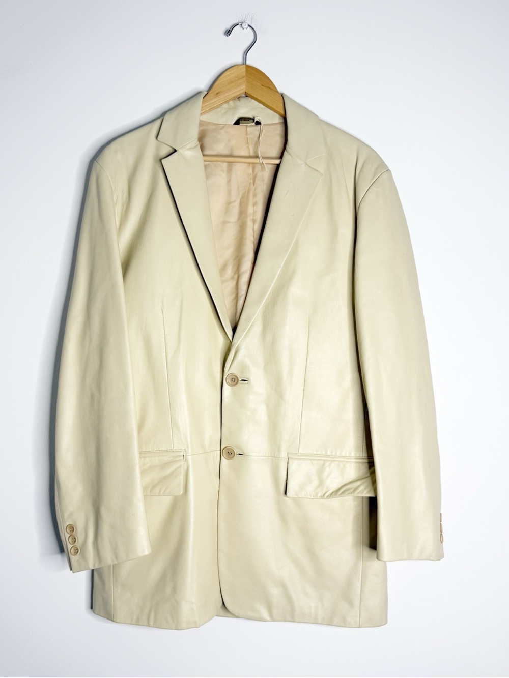 Banana Republic Genuine Leather Blazer Jacket Men’s Medium Cream Ivory